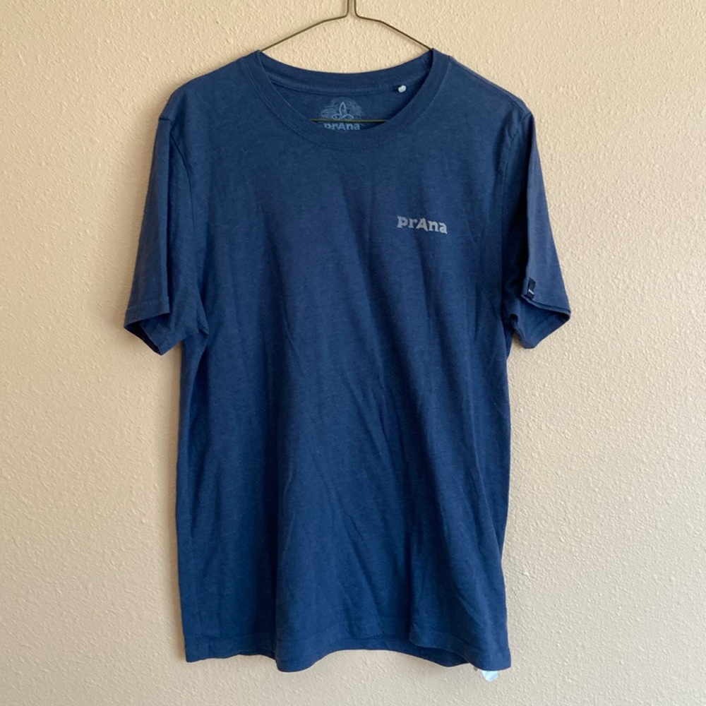Men’s Prana 60% Organic Cotton Graphic Blue T Shirt, Size Small